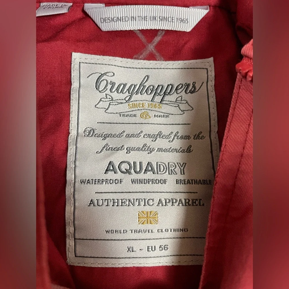 Craghoppers Aquadry Pullover Jacket Mens XL Faded Red Waterproof Windproof - Picture 6 of 16